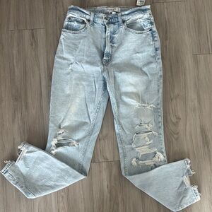 Abercrombie & Fitch Light Blue Ripped Straight Leg Jeans
